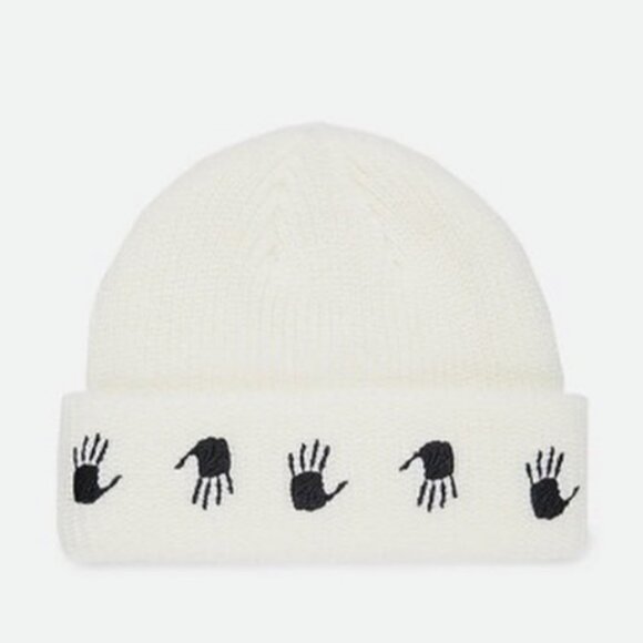 Other - Many Hands Off-White Knit Beanie One Size Unisex Cuffed Winter Hat